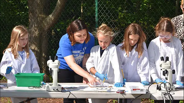 The Shared Waters project embeds MWEEs into the district and school curriculum, trains a cohort of teachers to become experts in local watershed conditions and MWEE implementation, supports an upstream/downstream collaboration between schools in PA and VA, and institutionalizes MWEE instruction in teacher preparation programs.